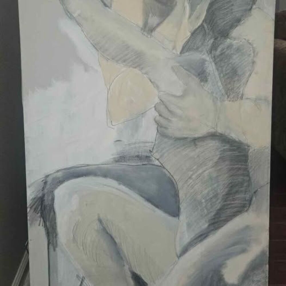 Original Kate Sasanoff Painting, West Hollywood 1988 (Lovers)